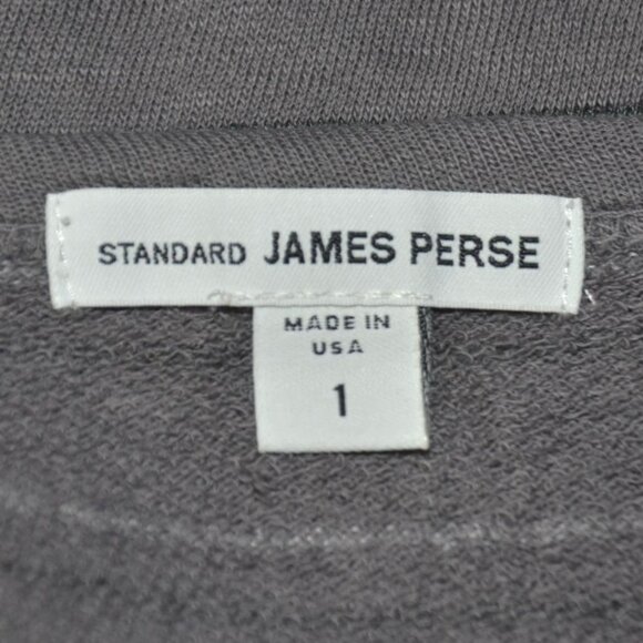 STANDARD JAMES PERSE Size 1 S Gray Stripe Boat Neck Supima Cotton Top Shirt - Picture 7 of 9